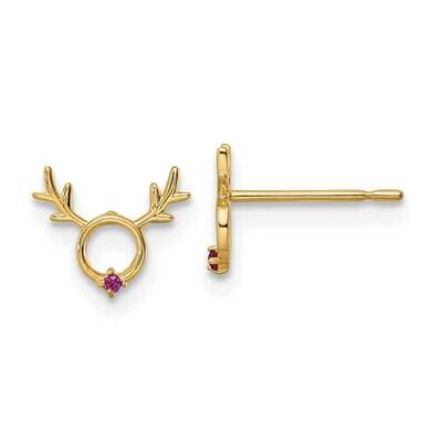 Red CZ Diamond Reindeer Post Earrings 14k Gold GK1146 by Madi K, MPN: GK1146, 883957975948