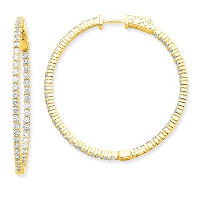 Diamond Round Hoop with Safety Clasp Earrings 14k Gold XE1992AA, MPN: XE1992AA, 191101380938