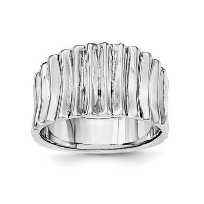 Ridged Ring Sterling Silver Rhodium-plated Polished QR6073, MPN: QR6073, 191101328251