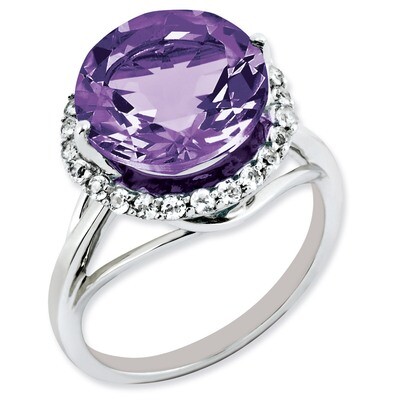 White Topaz &amp; Amethyst Ring Sterling Silver QR3084AM, MPN: QR3084AM, 883957650098