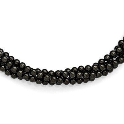 4 Row 4-5Mm Black Shell Bead Twisted Neck Sterling Silver QMJN440B-20, MPN: QMJN440B-20, 8867742945…