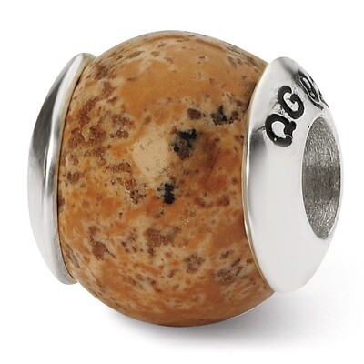 Picture Jasper Stone Bead - Sterling Silver QRS1726, MPN: QRS1726, 883957309309