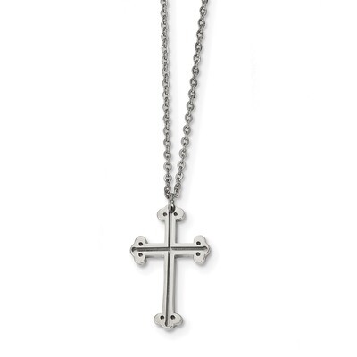 Cross Necklace Stainless Steel Polished SRN2345-18 by Chisel, MPN: SRN2345-18, 191101854538