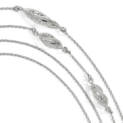 Leslie&#39;s Filigree Multi-strand Fancy Necklace 30 Inch Sterling Silver Polished HB-QLF848-30, MPN: Q…