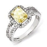 Cheryl M Canary Square Ring Sterling Silver Cubic Zirconia QCM758, MPN: QCM758, 191101186783