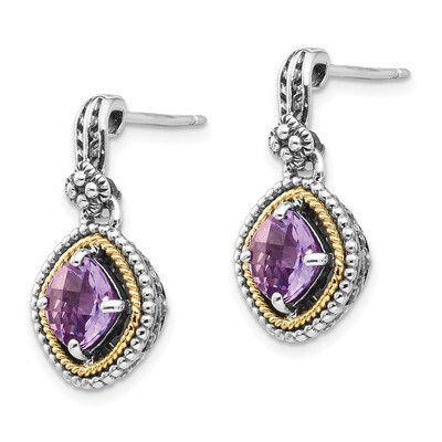 Amethyst Earrings Sterling Silver &amp; 14k Gold QTC362, MPN: QTC362, 883957315621