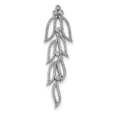 CZ Diamond Leaves Chain Slide Sterling Silver Rhodium-plated QP4901, MPN: QP4901,