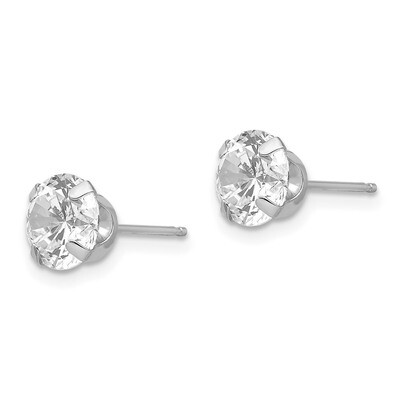 6.5mm Synthetic Diamond Post Earrings - 14k White Gold SE286 by Madi K, MPN: SE286, 886774999494
