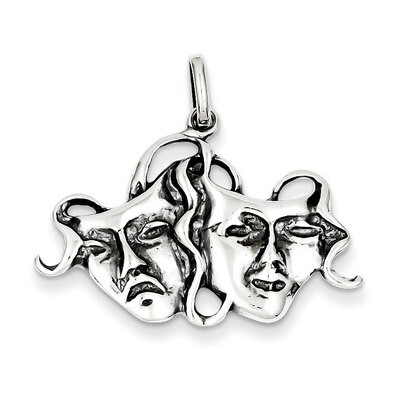 Comedy Tragedy Charm Antiqued Sterling Silver QC3817, MPN: QC3817, 883957908670