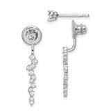 Front and Back Dangle Post Earrings Sterling Silver Rhodium-plated CZ Diamond QE15388, MPN: QE15388…