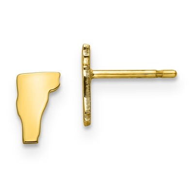 Vermont State Small Earrings 14k Yellow Gold Engravable XNE50Y-VT, MPN: XNE50Y-VT, 886774759289