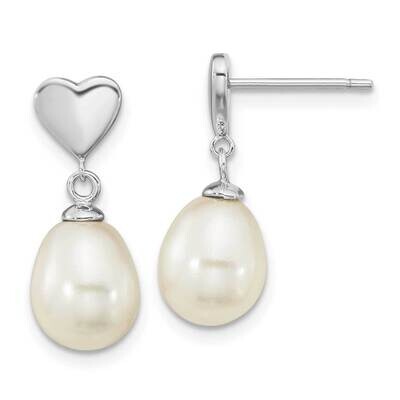 7x9mm White Teardrop Fwc Pearl Dangle Earrings Sterling Silver Rhodium-Plated QE16343, MPN: QE16343…