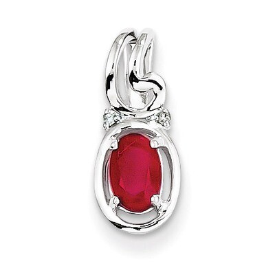 Ruby Oval Pendant Sterling Silver Rhodium-plated Diamond QP2988R, MPN: QP2988R, 883957533605