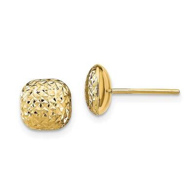 Leslie&#39;s Button Post Earrings 14k Gold Polished Diamond-cut HB-LE2046, MPN: LE2046, 191101736933