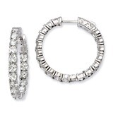 Diamond In and Out Hinged Hoop Earrings Sterling Silver Rhodium-plated QE7966, MPN: QE7966, 8867742…