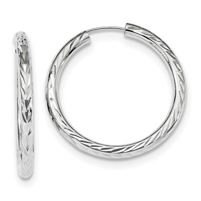 Polished &amp; Diamond -cut Endless Hoop Earrings 14k white Gold TF1006W, MPN: TF1006W, 191101143311