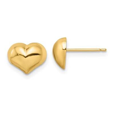 Puffed Heart Post Earrings 14k Gold Polished YE2045, MPN: YE2045, 191101731907