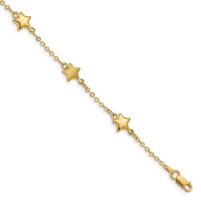 Brushed &amp; Polished Stars Bracelet 14k Gold FB1546-7, MPN: FB1546-7, 191101980596