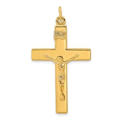Polished Inri Crucifix Cross Pendant Sterling Silver Gold-Plated QC11168, MPN: QC11168,