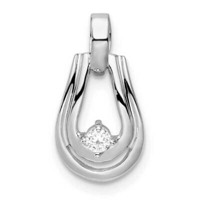 Polished CZ Diamond Pendant Sterling Silver Rhodium-Plated QP5584, MPN: QP5584,