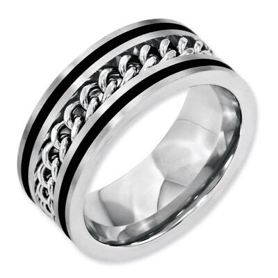 Chain Black IP-plated Brushed &amp; Polished 10mm Band - Stainless Steel SR163 by Chisel, MPN: SR163, 8…