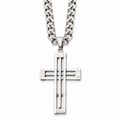 Cross Pendant 22 Inch Necklace Stainless Steel SRN311-22 by Chisel, MPN: SRN311-22, 883957737522