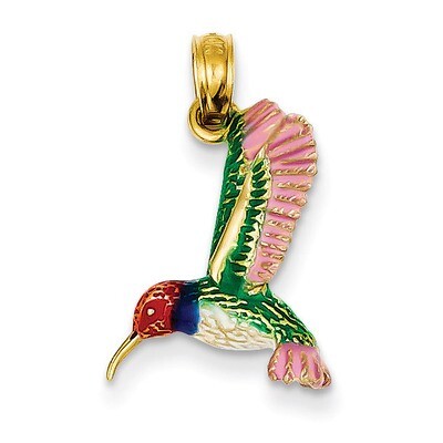 Enameled Hummingbird Pendant 14k Gold YC958, MPN: YC958, 637218127306