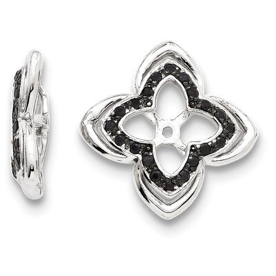 Black Sapphire Earring Jacket Sterling Silver Rhodium QJ145, MPN: QJ145, 191101388323