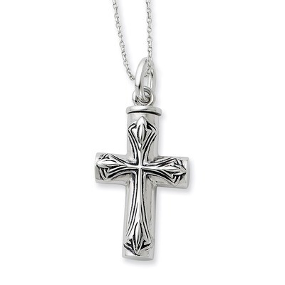 Cross Ash Holder 18 Inch Necklace Sterling Silver Antiqued QSX420, MPN: QSX420, 883957322032