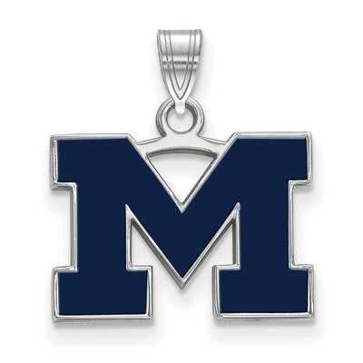 Michigan University of Small Blue Enamel Pendant Sterling Silver SS061UM, MPN: SS061UM, 886774763729