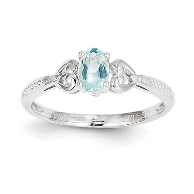 Aquamarine Diamond Ring 10k White Gold 10XB288, MPN: 10XB288, 883957393452