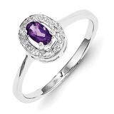 Amethyst &amp; Diamond Ring Sterling Silver Rhodium QDX427, MPN: QDX427, 883957525419