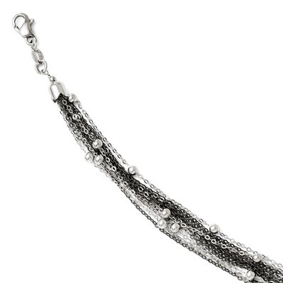 Leslie&#39;s Rhodium-plated Beaded Bracelet with 1 Inch Extension 7.5 Inch - Sterling Silver HB-QLF195-…