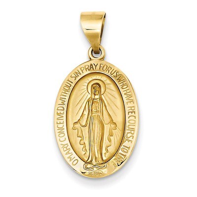 Miraculous Medal Pendant 14k Gold Polished and Satin XR1406, MPN: XR1406, 886774619644