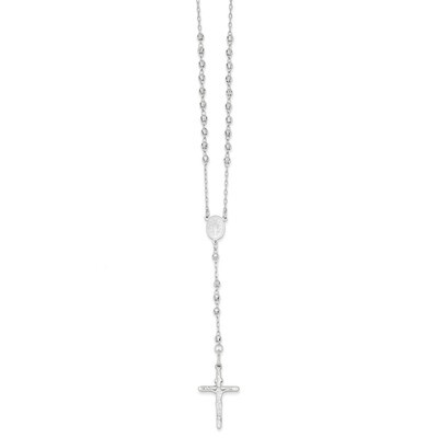 Diamond-cut 3mm Beaded Rosary Necklace 24 Inch 14k White Gold SF2064-24, MPN: SF2064-24, 8867742875…