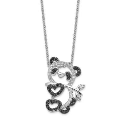 CZ Diamond Panda Bear 18 Inch Necklace Sterling Silver Rhodium Plated QCM603-18, MPN: QCM603-18, 19…