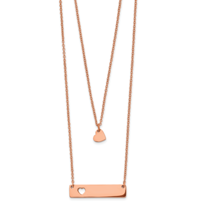 Rose Ip-plated Heart Bar Multi-strand 1.5 Inch Extension Necklace Stainless Steel SRN2705-15.5 by C…
