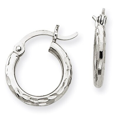 Diamond-cut 2mm Round Tube Hoop Earrings 14k White Gold TC224, MPN: TC224, 883957289014
