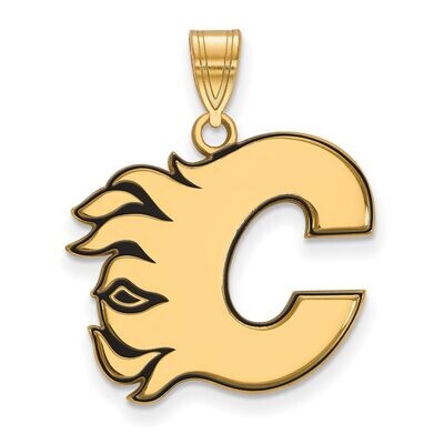Calgary Flames Large Enamel Pendant Gold-plated Silver GP016FLA, MPN: GP016FLA, 886774743479