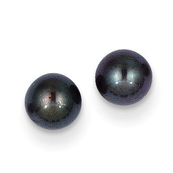 5-6mm Black Round Cultured Pearl Stud Earrings 14k Gold X50PB, MPN: X50PB, 815479016298