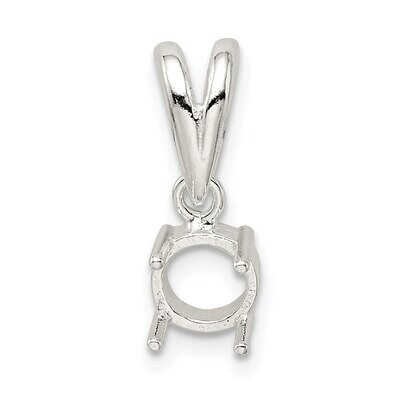 Round 4-Prong 3.0mm Open Back Cabochon Loose Bail Pendant S Sterling Silver SS3231, MPN: SS3231,