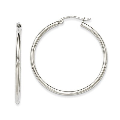 2mm Round Hoop Earrings Sterling Silver Rhodium-plated QE806, MPN: QE806, 883957940892