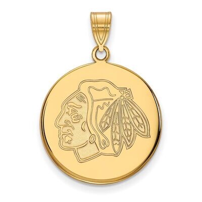 Chicago Blackhawks Large Disc Pendant 10k Yellow Gold 1Y036BLA, MPN: 1Y036BLA, 886774735924