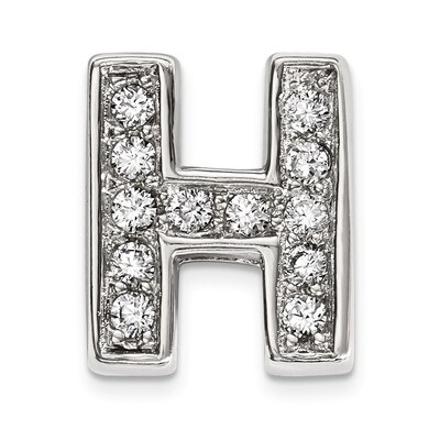 CZ Letter H Slide Charm Sterling Silver Rhodium-plated QC9010H, MPN: QC9010H, 886774648941