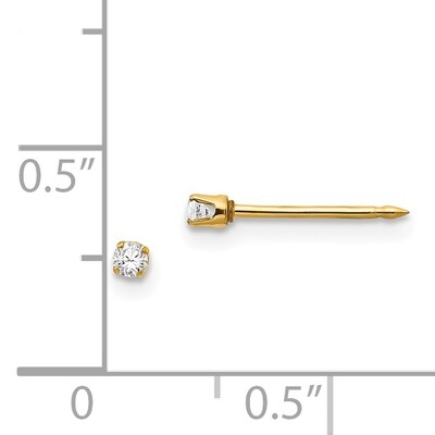 2mm Cubic Zirconia Earrings 14k Gold 23E, MPN: 23E,