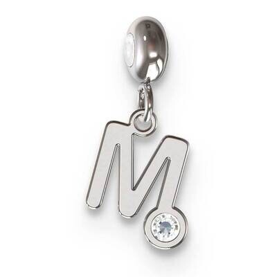 Memi Letter M with Swarovski Crystal Charm Sterling Silver Rhodium-plated ME111M-SS, MPN: ME111M-SS,