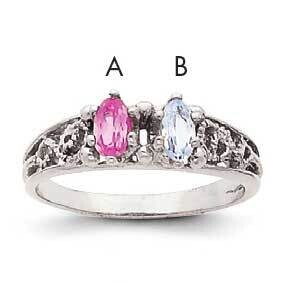 2 Genuine Stone Family Ring 14k White Gold XMRW52/2GY, MPN: XMRW52/2GY, 883957165424