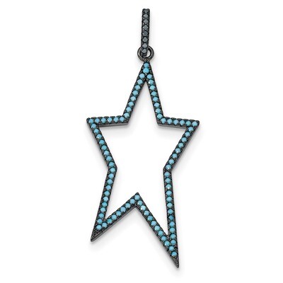 Black-Rhodium Dyed White Howlite Star Pendant Sterling Silver QP4750, MPN: QP4750,