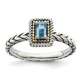 Light Swiss Blue Topaz Ring Sterling Silver with 14k Gold Accent QTC1615, MPN: QTC1615, 883957620558