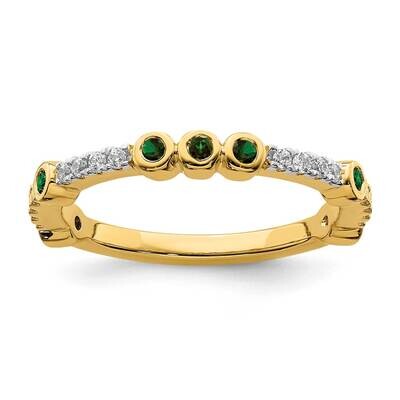 Created Emerald &amp; Diamond Ring 14k Gold SK2068, MPN: SK2068, 191101214257